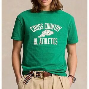 Polo Ralph Lauren CROSS COUNTRY RL ATHLETICS T Shirt Men 2XLT Green Winged Foot